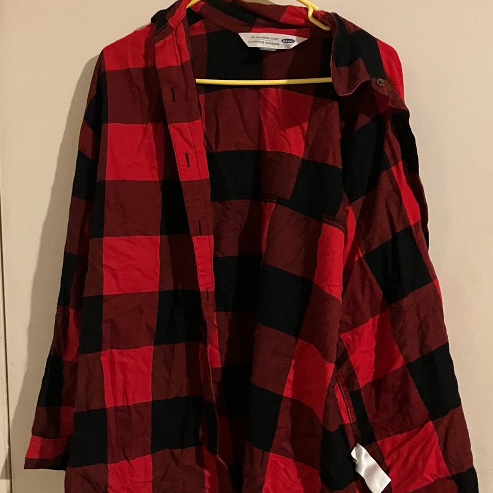 Red and Black Plaid Button Down Shirt